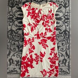 Tory Burch Ivory and Scarlet Dress Floral Print Size Small
